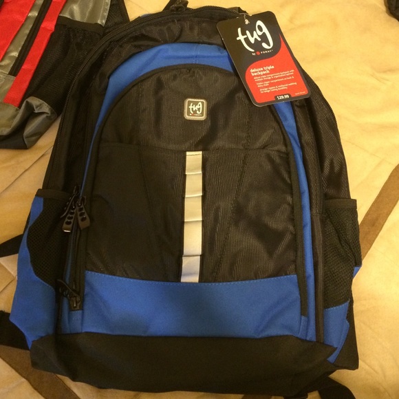 Black and royal blue backpack