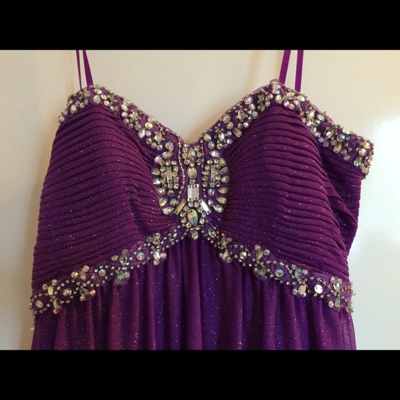 Sparkly purple Cachet floor length dress