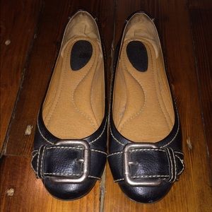 Fossil Black Buckle Flats