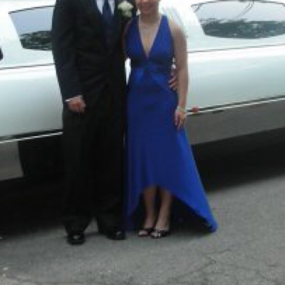 Blue high low prom dress - Picture 1 of 4