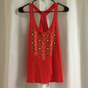 Red tank top with design