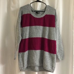 Gray and plum striped sweater