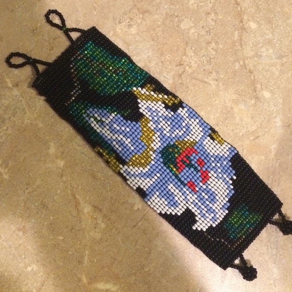 Beaded floral cuff