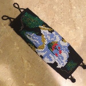 Beaded floral cuff