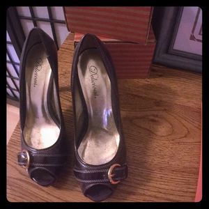 Purple open toe heel.