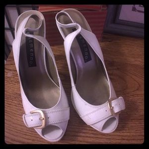 White open toe heel