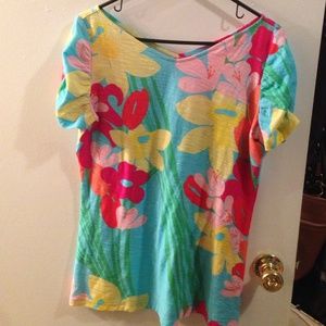 L- Leila Top Lilly Pulitzer Lavish Shorely Blue