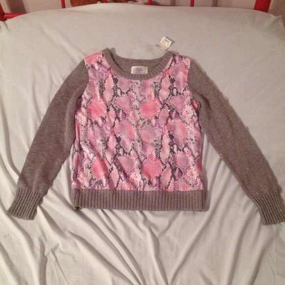 Pink, purple, and grey sequin sweater