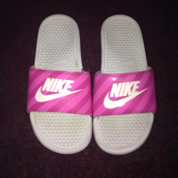 Pink/White Nike Sliders