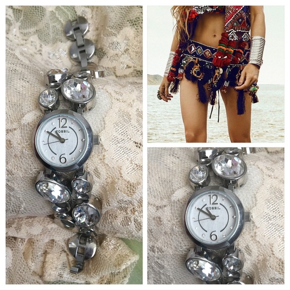 Fossil Jewelry - Fossil Big Crystal Bezel Silver Statement Watch