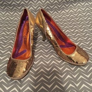 Gold Sequin High Heels