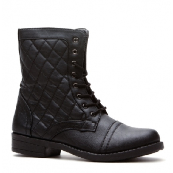 black quilted combat boots