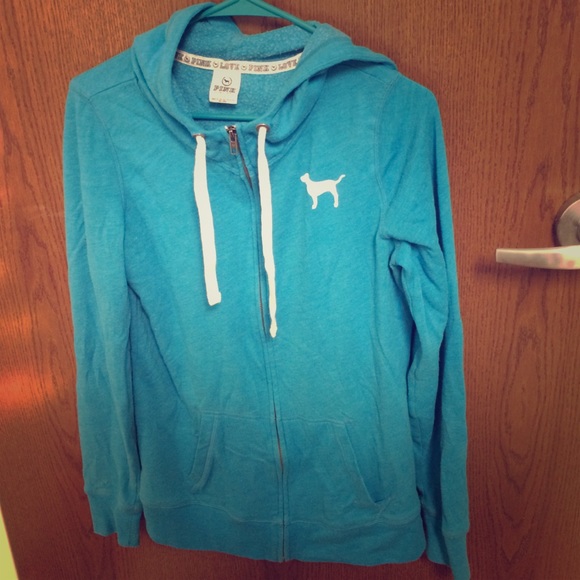 PINK victoria's secret blue zip- up hoodie
