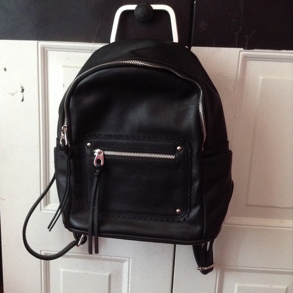 Black leather backpack