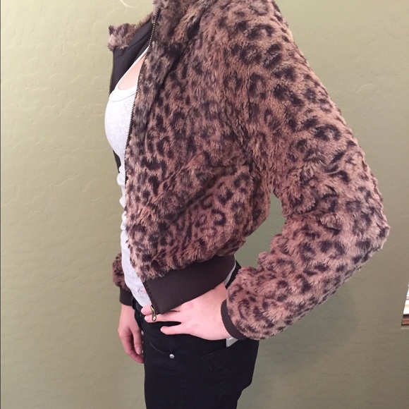 Furry cheetah print jacket