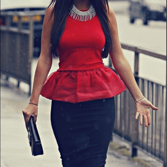 red peplum top