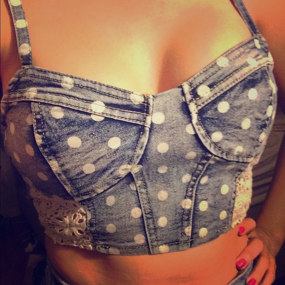 Denim bustier / corset / bralet festival crop top