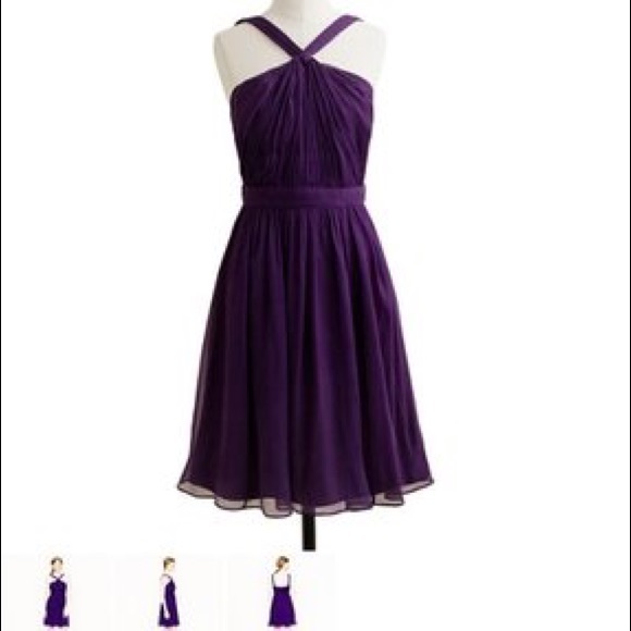 J Crew Sinclair Dress Eggplant silk chiffon sz 2