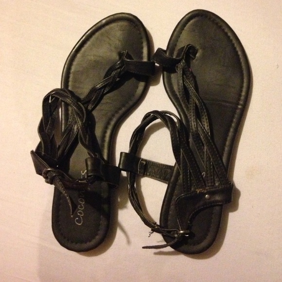 Black braided sandals