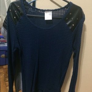 Faux Leather Studded Shouldered Top