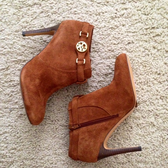 Coach Salene Brown Suede Booties Ankle Boots - Picture 2 of 4