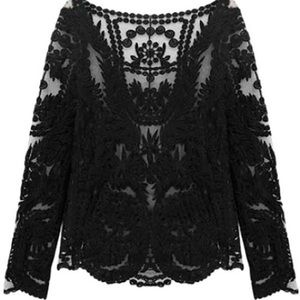 H&M Black Crochet Lace Top