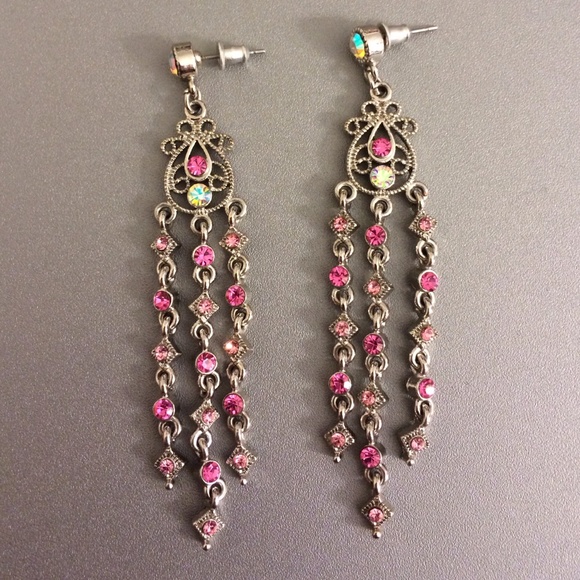 💎Pink and iridescent chandelier earrings💎 - Picture 1 of 3