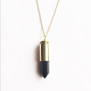 Black Onyx & Gold Bullet Necklace