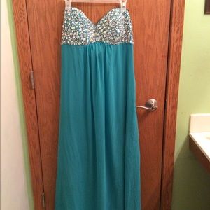 Aqua teal long dress
