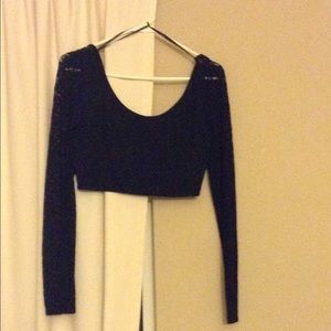 Black crop top with lace sleeves