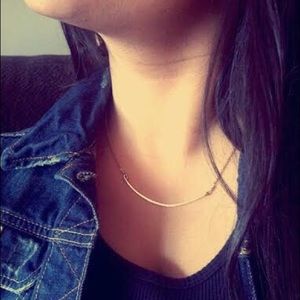 14k Gold Curved Bar Necklace