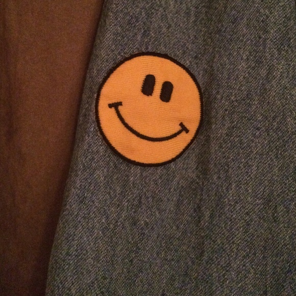 Jean shirt w/ cute smiley iron ons 💖😺 - Picture 2 of 3