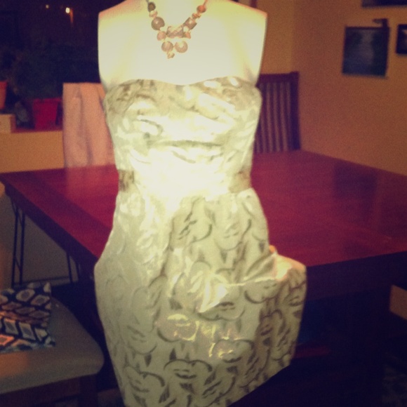 Strapless metallic dress