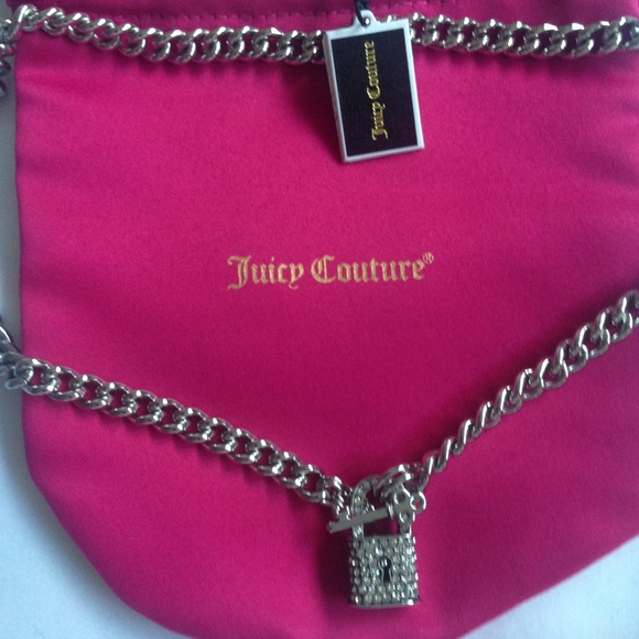 Juicy Couture Pave Crystal Padlock Chain Necklace