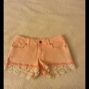 Coral shorts with lace bottom