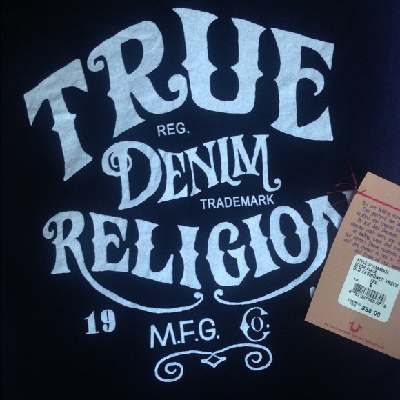 True Religion Black V Neck T-Shirt NWT