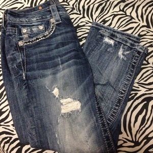 distressed Miss Me cropped pants