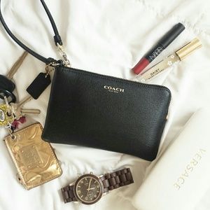 PRICE CUT! Coach Black Textured Wristlet Wallet