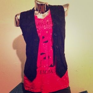 Vintage black 100% genuine leather vest
