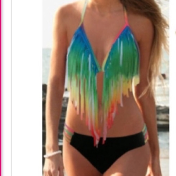 Other - ❌sold Rainbow tassel fringe bikini small and