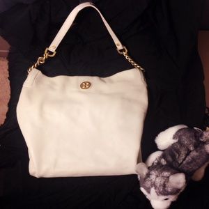 Tory Burch White Michelle Leather Tote Bag