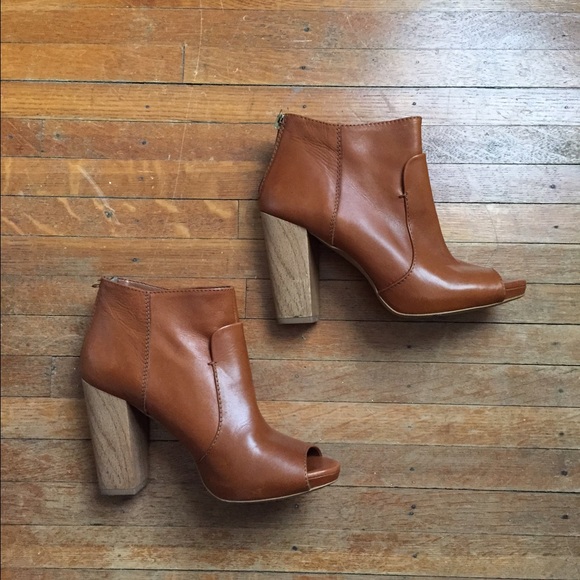 Zara Tan and Wood Heel Booties