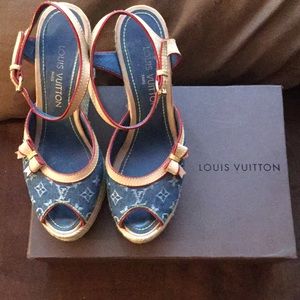 Louis Vuitton Monogram Denim Wedges