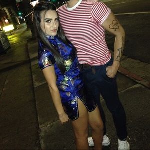 Vintage blue geisha girl Halloween costume