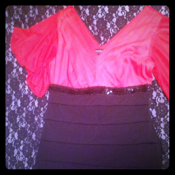 Red & Black Fitted Party Dress