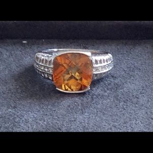 Citrine and 14k and Diamond Ring
