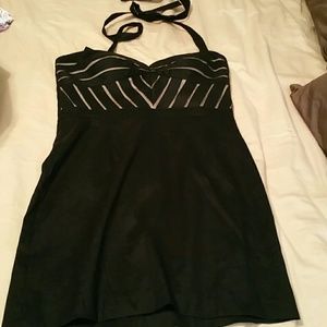 Black and nude cocktail dress