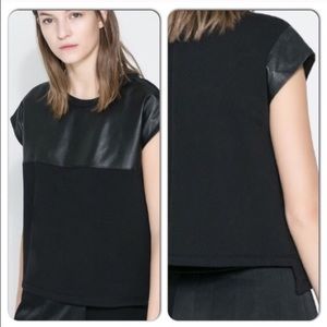 Zara leather combo top