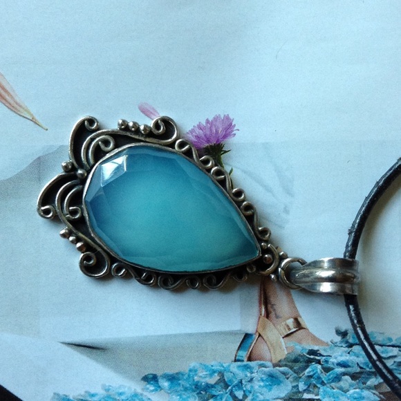 Vintage blue calcedony S/S - Picture 2 of 4