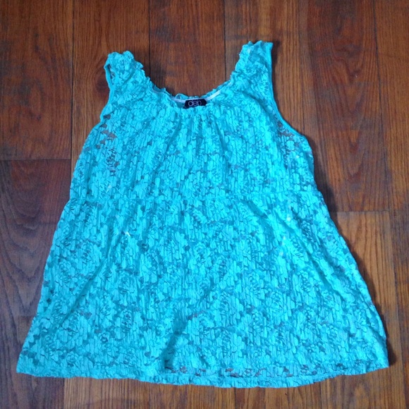 Turquoise ALL lace blouse-like tank top